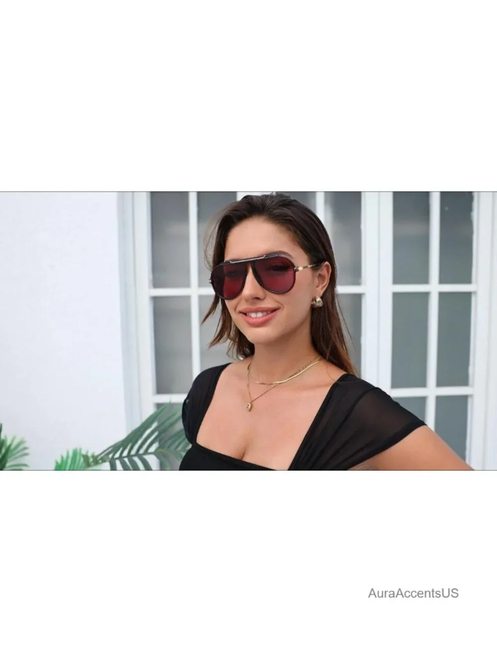 Oversized Aviator Sunglasses Women Men Retro 70s Gold Metal Square UV400